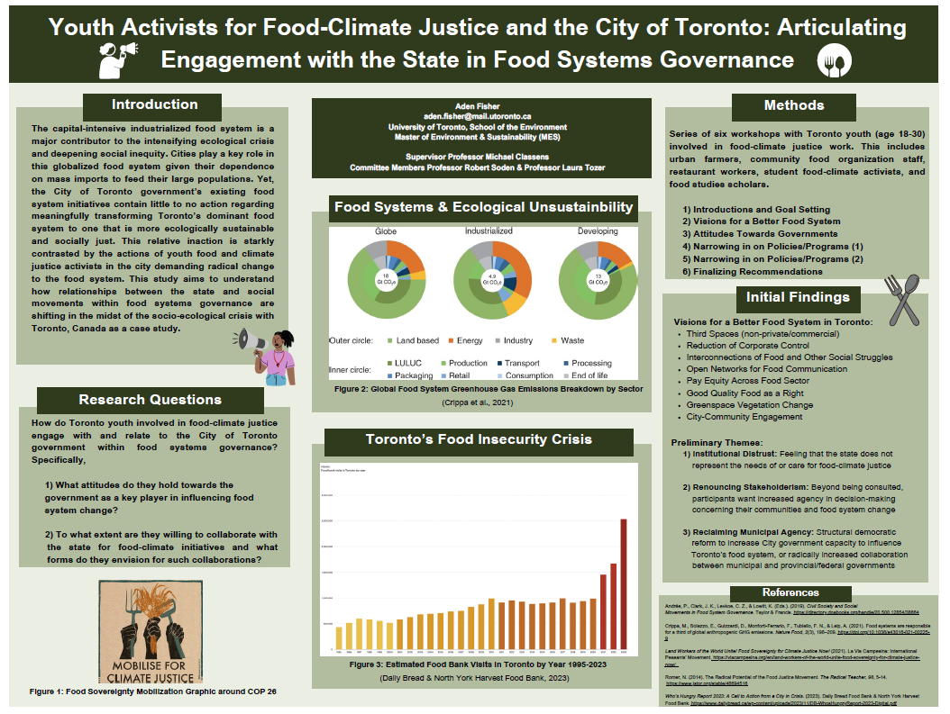 Research poster with information on youth activists for food-climate justice
