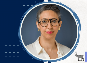 Professional headshot of the speaker of this seminar, Samira Mubareka. She is slightly smiling towards the camera in front of a solid navy backdrop..