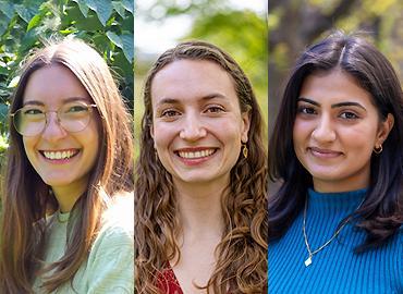 Matilda Dipieri (left), Lilly Flawn (centre), Anuja Purohit (right) and their classmates from the Master of Environment &amp;amp; Sustainability program are developing the critical thinking and leadership skills to take on the climate crisis.